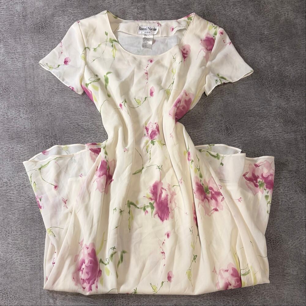 Vintage Cream Floral Maxi Dress